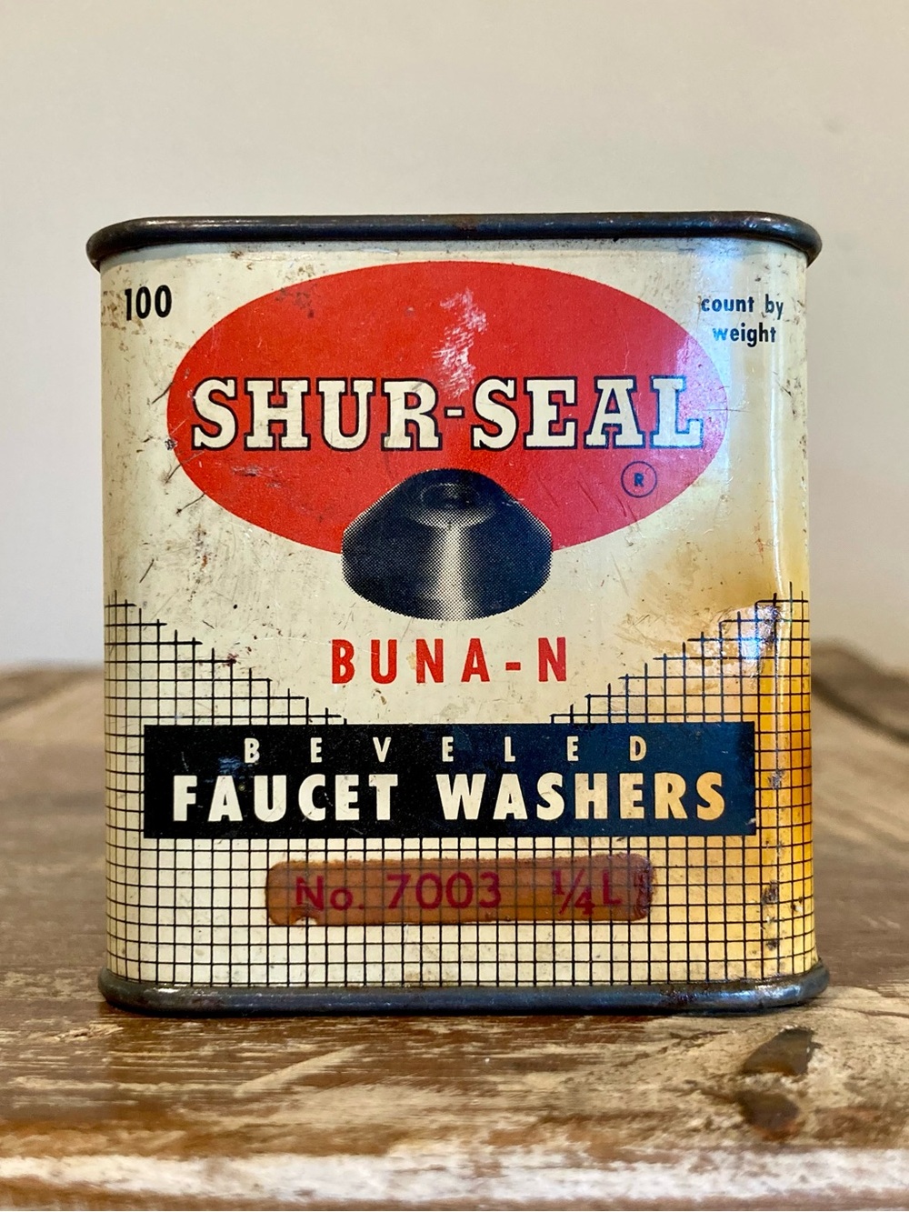Vintage Shur‑Seal Faucet Washer Tin Can Advertising Chicago Industrial Packaging